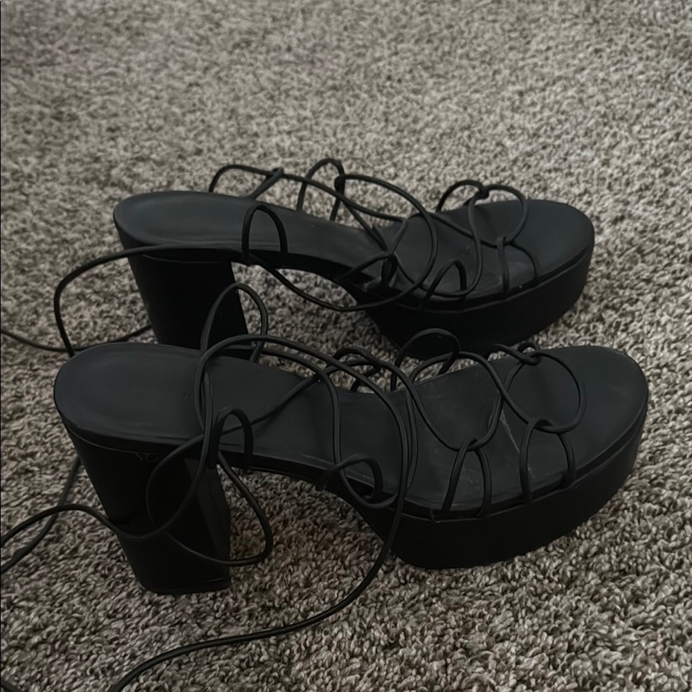 Black Strappy Platform Sandals